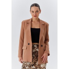 4139 Kadın Oversize Blazer Ceket Vizon