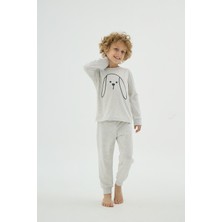 Erkek Çocuk Uzun Kol Gri Melanj Desenli Pijama Takımı C1T6N98