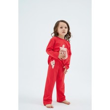 Kız Çocuk Uzun Kol Desenli Mercan Pijama Takımı C1T4N98