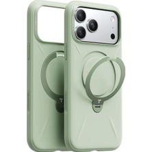 Torras Apple iPhone 17 Pro O Stand Spin Silicone Serisi Magsafe Kılıf - Yeşil
