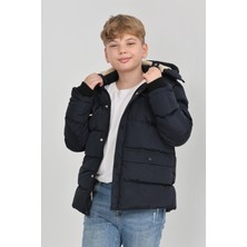 Kışlık Yoğun Şişme Elyaf Dolum Kapüşonlu Kalın Su Geçirmez Erkek Çocuk Mont