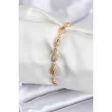 Pirinç Vıp Seri Gold Renk Sıralı Damla Model Kadın Bileklik