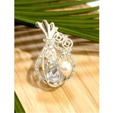 Monalisa Home Beyaz Taşlı  Figürlü Broş