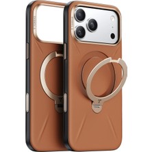 Torras Apple iPhone 17 Pro O Stand Spin Vegskin Serisi Magsafe Kılıf - Kahverengi