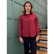 Dörtelle Kadın Önden Düğmeli Uzun Kollu Gömlek