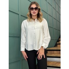 Dörtelle Kadın Önden Düğmeli Uzun Kollu Gömlek