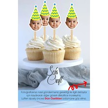 Selis Craft Fotoğraflı Cupcake Pasta Dekor Süslemesi 12 Adet 4,5 x 6,5 cm Renkli Parti Teması