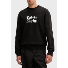 Calvin Klein Logolu Pamuklu Relaxed Fit Bisiklet Yaka Sweat LV04LD242GUB1 Erkek Sweat LV04LD242G Ub1