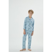 Sevim Erkek Çocuk Pijama Takımı Uzun Kollu Düğmeli Desenli Pijama Takımı C7T1N98