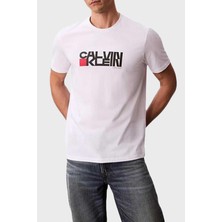 Calvin Klein Logolu Pamuklu Regular Fit Bisiklet Yaka T Shirt LV04RD814GYAA Erkek T Shirt LV04RD814G Yaa