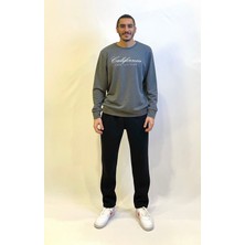 Süperlife Erkek Bisiklet Yaka Rahat Kalıp 3 Iplik Kalın Californıa Baskılı Swetashırt SPR24SW28