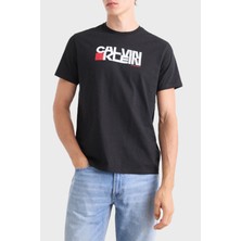 Calvin Klein Logolu Pamuklu Regular Fit Bisiklet Yaka T Shirt LV04RD814GUB1 Erkek T Shirt LV04RD814G Ub1