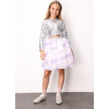 Le Mabelle Lila  Fiyonk Baskılı Organze Kız Çocuk Etek - Harper