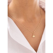 Minimal Lotus 14 Ayar Altın Kolye