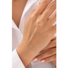 Mor Taşlı 14 Ayar Altın Şahmeran