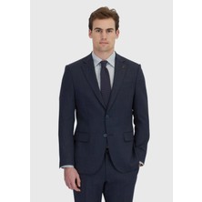 Lacivert Mikro Modern Fit Yün Karışımlı Takım Elbise