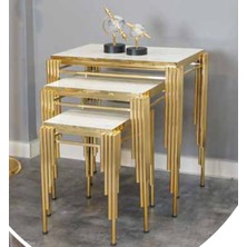 Mim Beyaz Köşeli Sütun Kare Zigon Sehpa