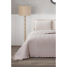 Dubai Elyaf Dolgulu Çift Kişilik 240X260 cm Yatak Örtüsü Bej