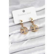 316L Çelik Yaşam Ağacı Model Kadın Küpe