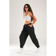 Cocopelli Kadın Siyah Fitilli Pileli Jogger Pantolon COC1142