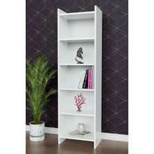 Hediyeler Kapında 5 Raflı Beyaz Kitaplık Ofis Evrak Çok Amaçlı Kitaplığı