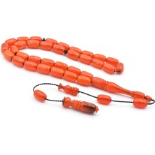 Usta Işi Sistemli Kapsül Kesim Turuncu Sıkma Kehribar Tesbih 121