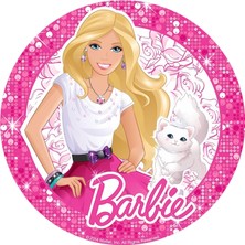 Yenilebilir Yuvarlak Pasta Resim Baskısı 20 cm Şekerli Kağıt Barbie Temalı 27