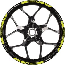 Bajaj Pulsar NS200 Baskılı Jant Dışı Şerit Motosiklet Sticker Etiket Modeli Sarı