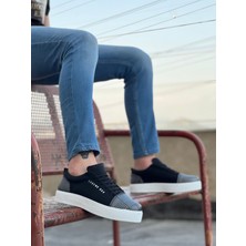 ET0104 Bağcıklı Siyah Ekose Süet Beyaz Taban Spor Klasik Erkek Ayakkabı