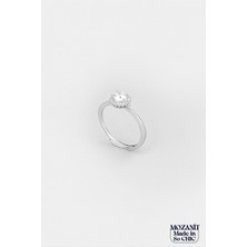 So CHIC Mozanit Güneşi 18 Ayar Beyaz Altın Kaplama Ayarlanabilir Gümüş Tektaş Yüzük