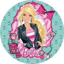 Yenilebilir Yuvarlak Pasta Resim Baskısı 20 cm Şekerli Kağıt Barbie Temalı 28