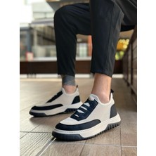 Pabucmarketi Bağcıksız Lastik Detaylı Triko Erkek Hi Sneaker Bej Siyah