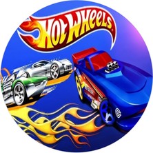 Yenilebilir Yuvarlak Pasta Resim Baskısı 20 cm Şekerli Kağıt Hot Whels Temalı 127