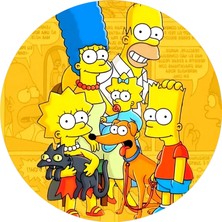 Yenilebilir Yuvarlak Pasta Resim Baskısı 20 cm Şekerli Kağıt Simpsons Temalı 46