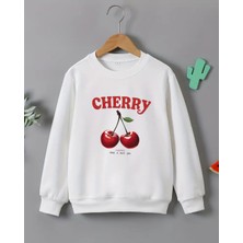 Kız Çocukları Için Kiraz Baskılı Uzun Kollu T-Shirt