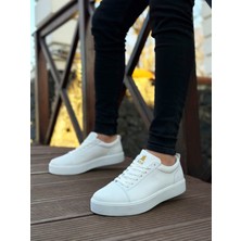 ET0104 Bağcıklı Beyaz Cilt  Spor Klasik Erkek Ayakkabı