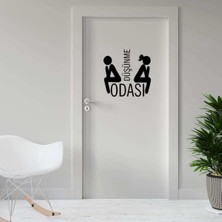 Düşünme Odası -Kadın ve Erkek Silüetli Espirili Wc Dekoratif Kapı Özel Yeni Sticker, Çıkartma