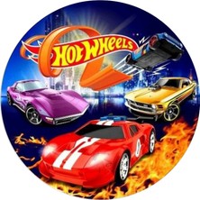 Yenilebilir Yuvarlak Pasta Resim Baskısı 20 cm Şekerli Kağıt Hot Whels Temalı 112