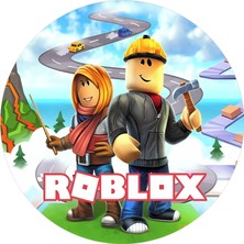 Yenilebilir Yuvarlak Pasta Resim Baskısı 20 cm Şekerli Kağıt Roblox Temalı 50