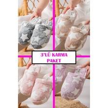Önü Kapalı Yıldız Baskılı Peluş Kadın Ev Terliği