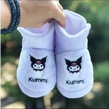 Kız Çocuk Kuromi Panduf Yandan Cırtlı Kaydırmaz Taban Anaokulu Kreş Ev Ayakkabısı