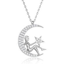 İndigo Takı Ay Perisi Gümüş Kolye