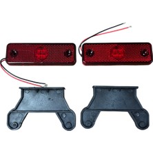 Kasa Dorse Lambası Braketli Dikdörtgen 4 LED 24V Kırmızı 2 Adet Fiyatı