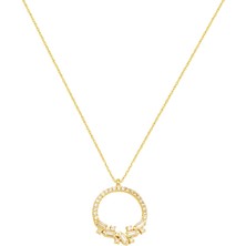 Bagetli Halka Altın Kolye 14 Ayar