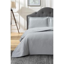 Prag Elyaf Dolgulu Çift Kişilik 240X260 cm Yatak Örtüsü Gri