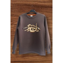 Avcılık Hunting Vahşi Yaşam Av Köpeği Setter Retriever Fişek Baskılı Bisiklet Yaka Sweatshirt