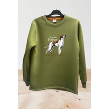 Hunting Avcılık English Pointer Av Köpeği Baskılı Regular Fit %100 Pamuk Bisiklet Yaka Sweatshirt