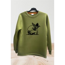 Hunting Avcılık Ördek Avı ve Avcı Köpeği Tüfek Baskılı Regular Fit %100 Pamuk Sweatshirt