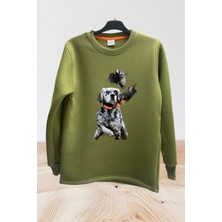 Unısex Avcılık Hunting Vahşi Yaşam Setter Çulluk Keklik Baskılı Regular Fit Bisiklet Yaka Sweatshirt