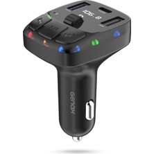 Fm Transmitter Araç Içi Bluetooth 5.3 30W Pd Çift USB Çıkışlı LED Işıklı